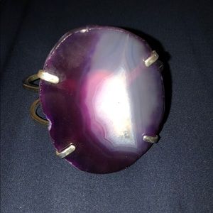 amethyst stalactite slice on silver cuff